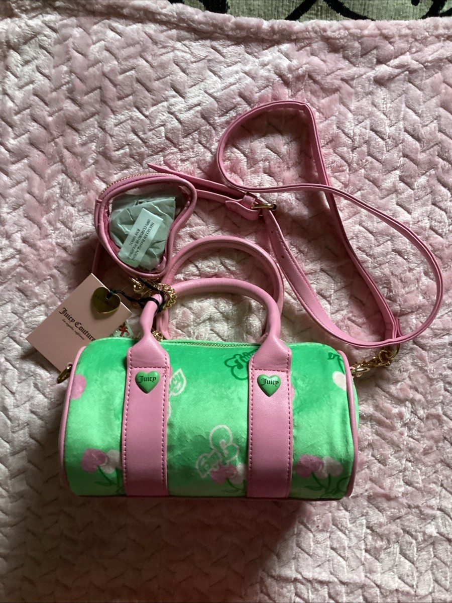 JUICY COUTURE RETRO CHERRY HEARTS MINI BARREL BAG CROSSBODY RETRO