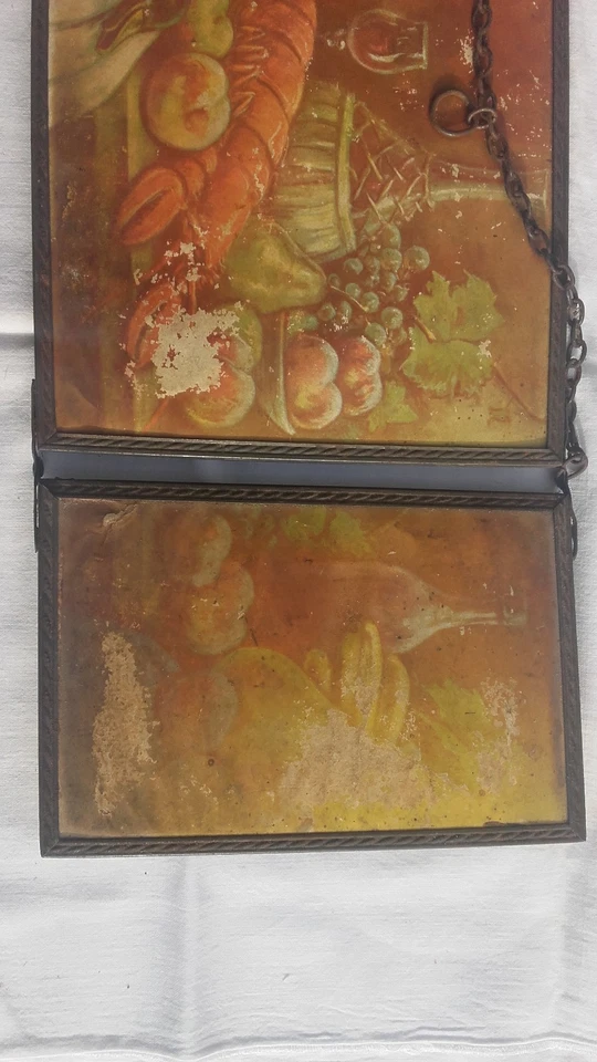 petit miroir triptyque ancien coiffure barbier - Photo 2/4