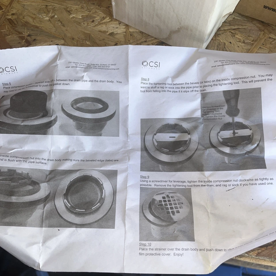 CSI Bathware 2" Stainless Steel Bathroom Floor No-Caulk Shower Stall Drain - Image 4 of 4