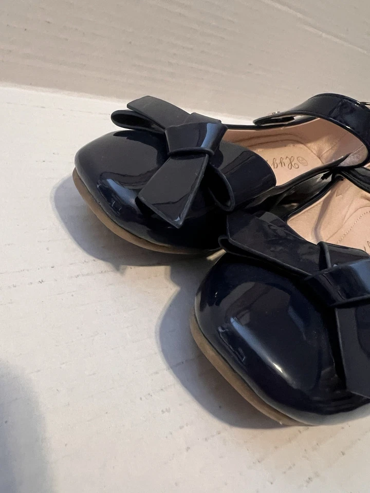 Niñas Grandes Niños Talla 2.5 Zapatos Zapatos de Vestir Charol Azul Marino Lazo Mary Jane Foto 4 de 4