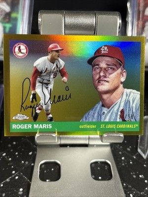 2025 Topps Chrome Platinum Roger Maris #427 True Gold Refractor 37/50 - Cardinal