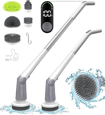 #ad Electric Spin Scrubber Shower Scrubber with Digital Display 5 Brush Heads Clean $37.99