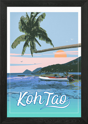 Koh Tao Travel Vintage Framed Wall Art Poster Canvas Print Picture