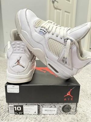 Nike Air Jordan 4 Retro Pure Money 2017 Men's Size 10 White/Silver