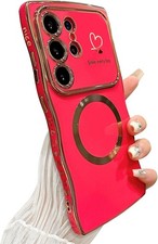 Samsung Galaxy S22 Ultra Case Magnetic Soft Cute Wave Frame Curly Shape Love Hea