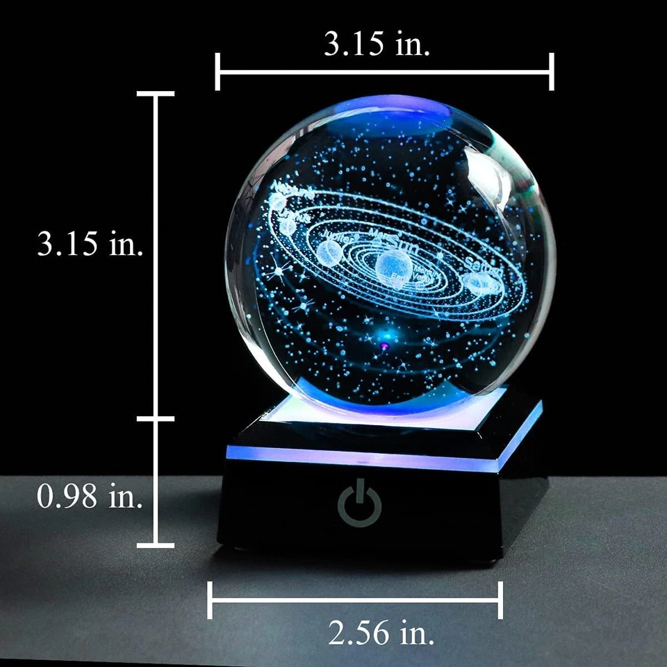 3D Solar System Model Crystal Ball 80Mm 3.15Inch Outer Space Astronomy Gift Room - Image 3 of 4