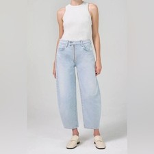 Citizens Of Humanity Calista Exposed Zip Curve Barrel Leg Light Wash Jeans- 31