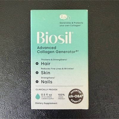 BioSil Advanced Collagen Generator Liquid Drops Hair Skin Nails Vegan 0.5 fl oz