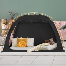 EighteenTek Bed Canopy with Lights, Sleeping Dream Full Bed Tent, Portable Co...
