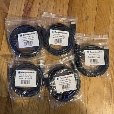 Comprehensive Cable HD18HD186ST 6ft HDMI 2.0 High Speed w/ Ethernet - Lot of  5