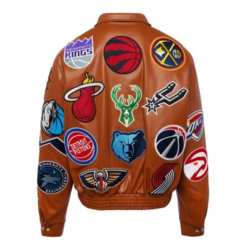 Jeff Hamilton NBA All Teams Collage Wielokolorowa skórzana kurtka ze skóry jagnięcej - Zdjęcie 31 z 53