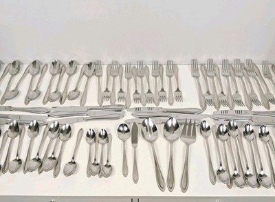Lenox 80 Piece SCULPT 18/10 Stainless Steel Flatware Set Silver