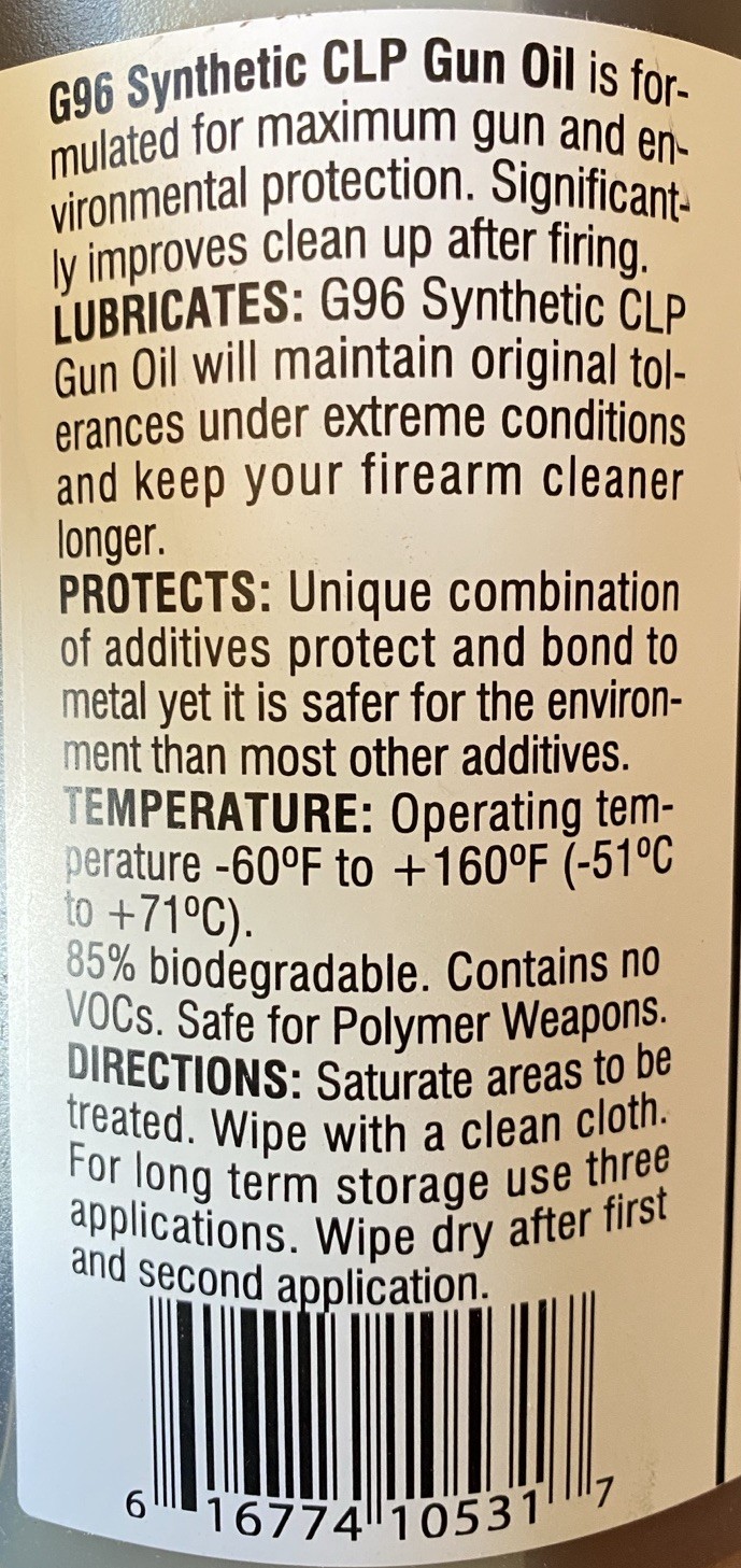 G-96 US Army Approved Synthetic CLP Gun Oil Lubricant 4 Oz Glass Bottle, USA
