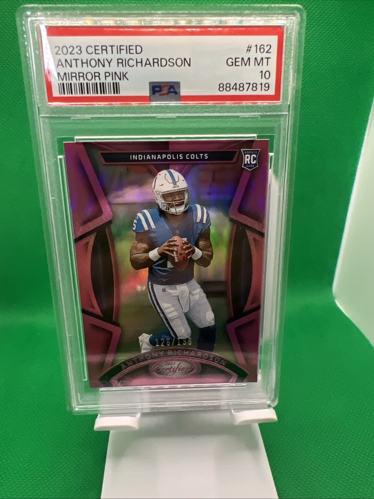2023 Panini Certified - Anthony Richardson #162 Mirror Pink /199 (RC) PSA 10 Gem