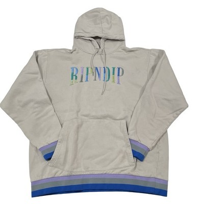 RIPNDIP Embroidered Hoodie Light-Gray Sweatshirt Size XL (Retail $100)