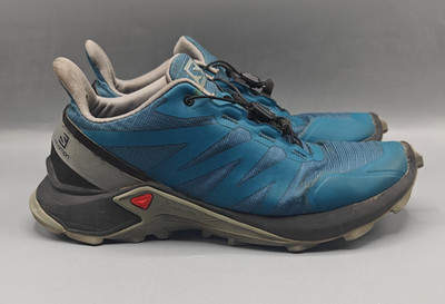 Salomon Supercross Blue Gray Drawstring Women Running Trail Shoes 409306 Size 7