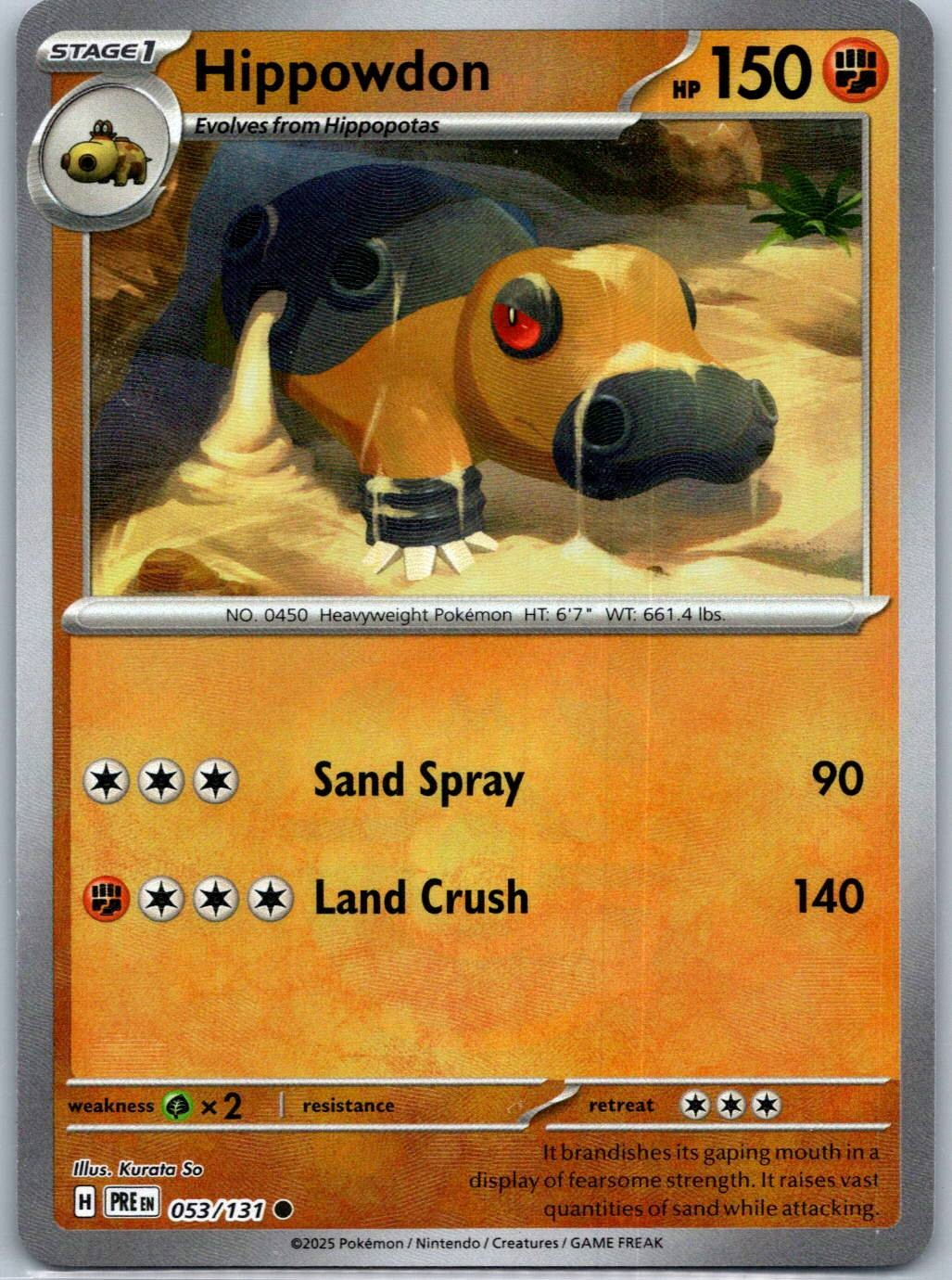 Hippowdon (Master Ball Pattern) Common SV: Prismatic Evolutions 053/131 NM