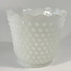 FIRE KING White Milk Glass Hobnail Planter 5"x 5-1/2 in. Bowl Vase Vintage