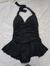 NWOT Chaps by Ralph Lauren 8 Plunge 1PC Halter Swim Dress 130336