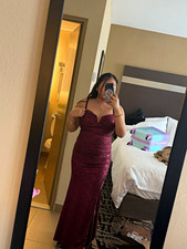 Women’s Burgundy Sweetheart Neck Spaghetti Strap Long Solid Gown Dress M