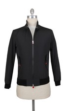 Kiton Black Polyester Solid Windbreaker - (KT...
