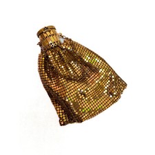 Antique Whiting Davis Metal Mesh Beggars Purse - Expanding Opening - Gold Tone