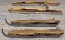 Antique Wooden Ice Skates Lot 2 Pairs Comet Curled Toe J Nooitgedagt Primitive