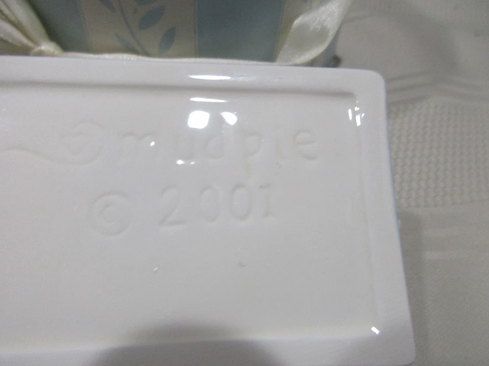 Torta de lama entrega especial bebê menino porcelana azul caixa articulada na caixa do chapéu 2001 - Imagem 4 de 4