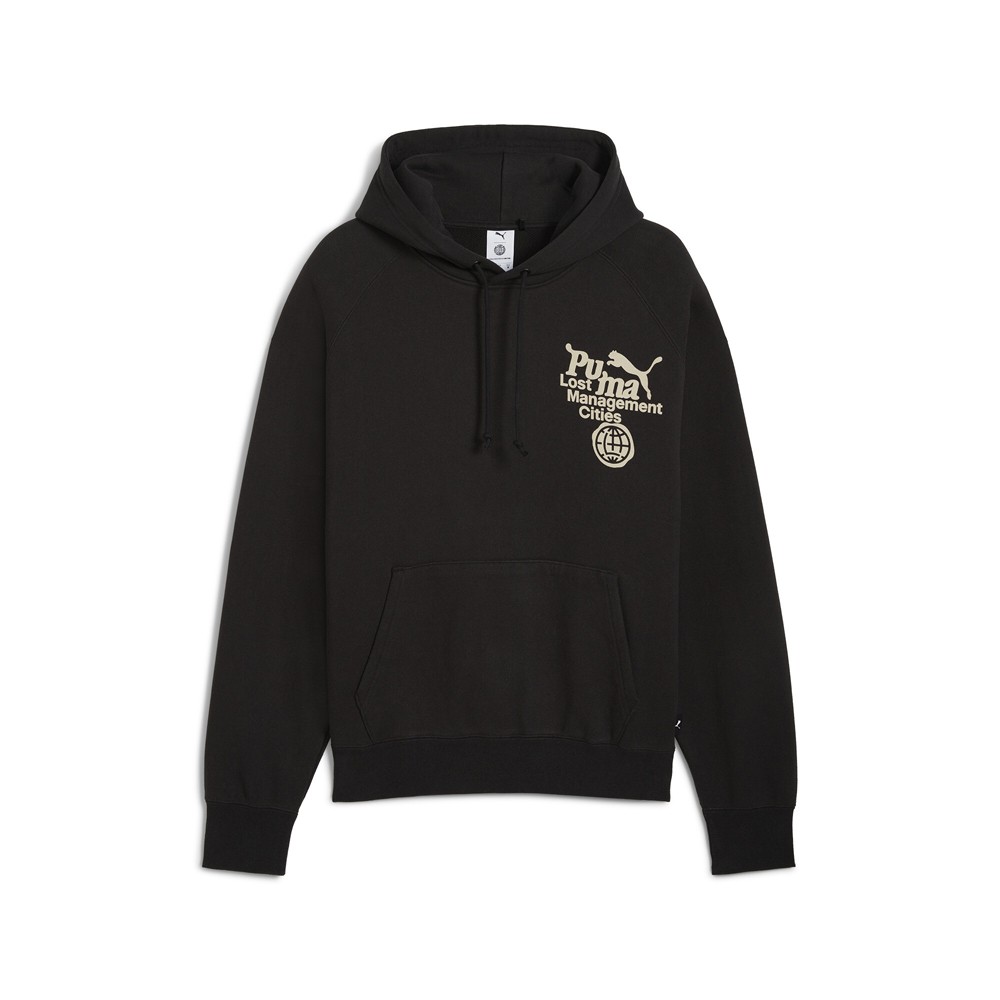 PUMA  X Lost Management Cities Logo Pullover Hoodie Mens Black Casual Outerwear