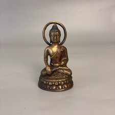 Thailändischer Bronze Buddha aus 20. Jahrhundert in Bhumisparsha Mudra mit Aureole