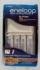 BRAND NEW SANYO ENELOOP 4 AA BATTERIES WITH CHARGER. SEALED.