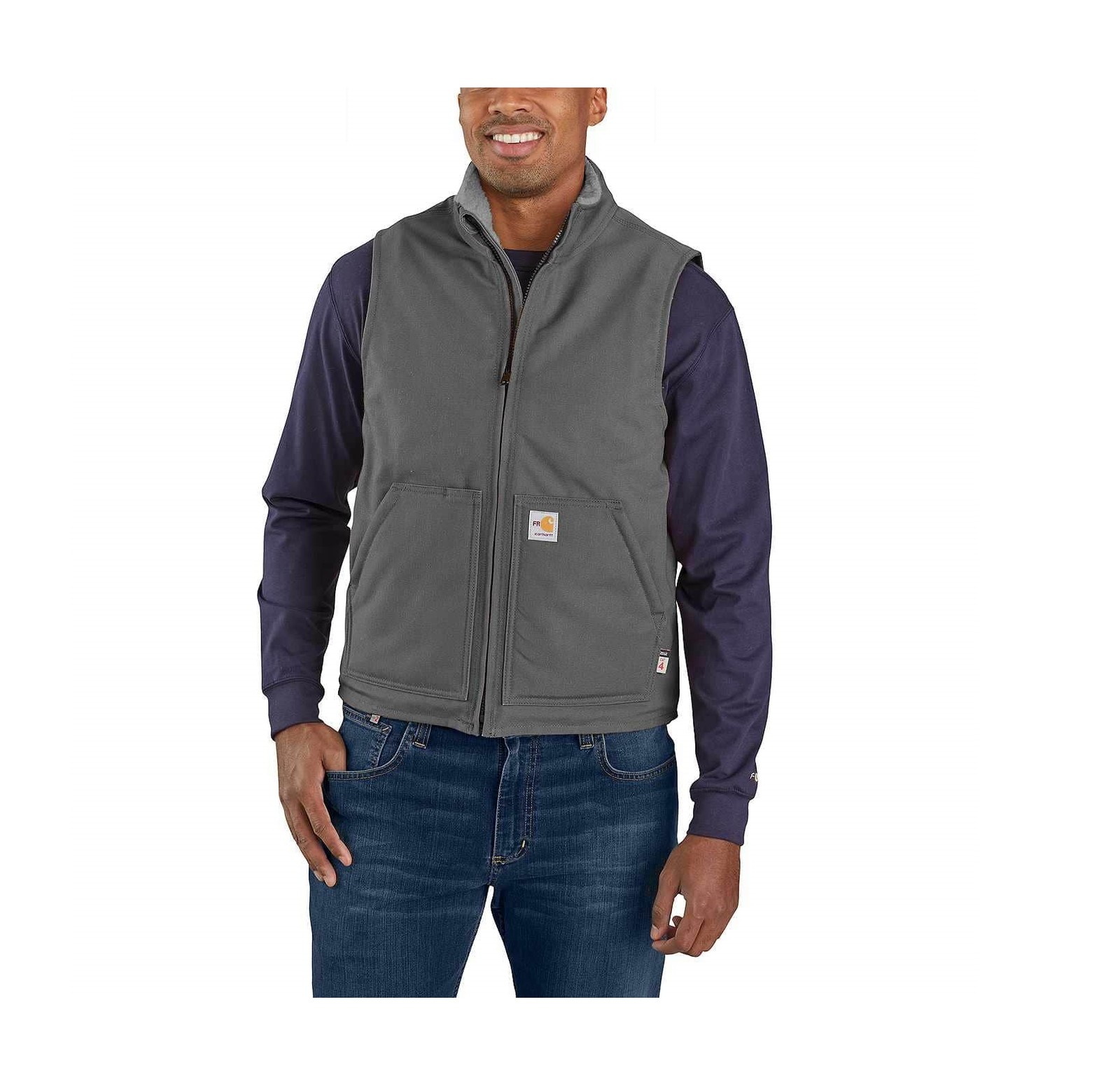 Carhartt 104981-GVL Flame-Resistant Sherpa Lined Duck Vest for Men - Gravel - 13190₽