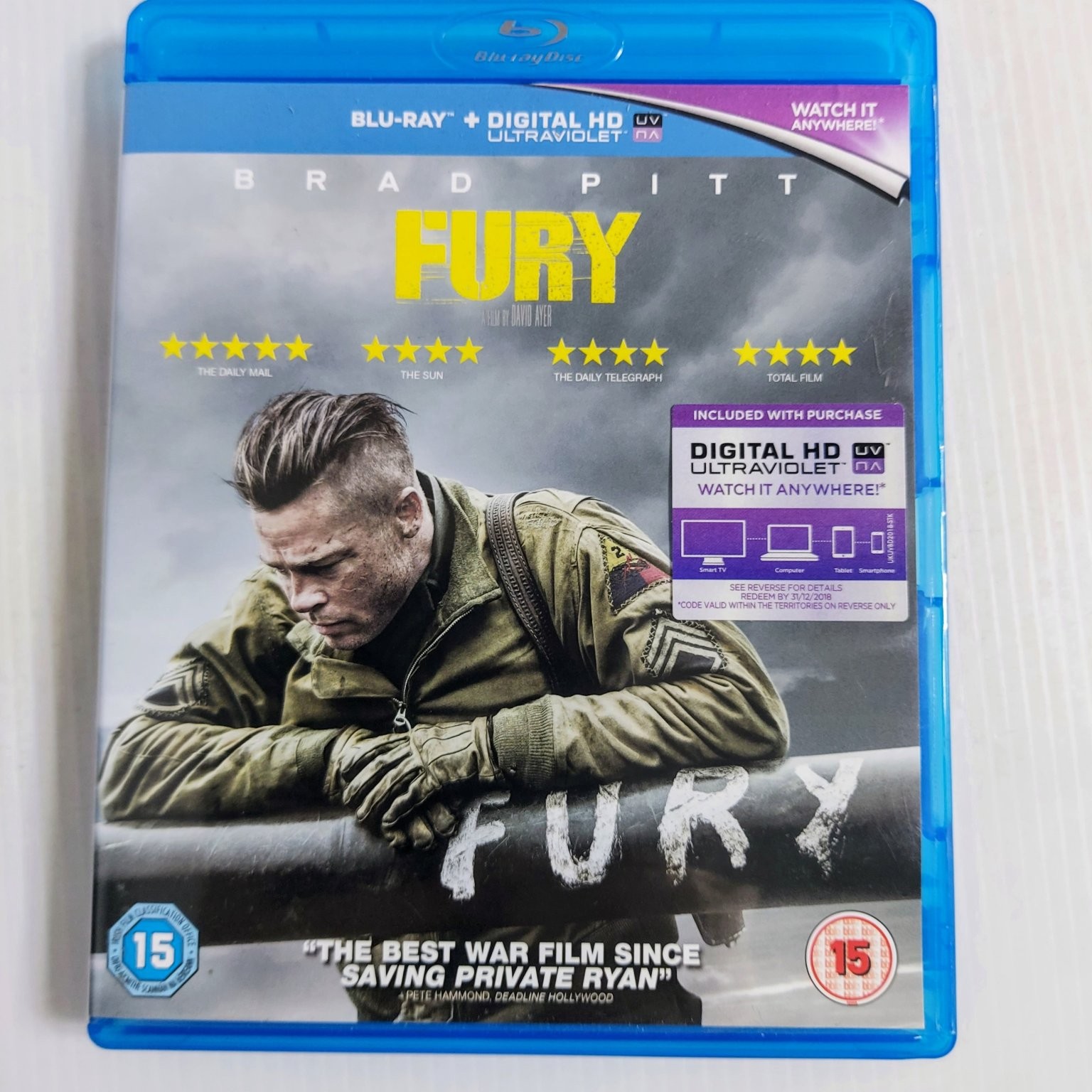 Fury Blu-ray 2014 Brad Pitt David Ayer Mastered in 4K