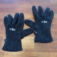 Outdoor Research Flurry Sensor Gloves Wool Charcoal Black Touch Screen Kids 9-11