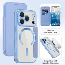 Luxury Wallet Case For iPhone 17 16 15 14 13 12 MagSafe Magnetic Card Holder pro