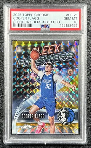 COOPER FLAGG PSA 10 2025 TOPPS CHROME SLEEK FINISHERS GOLD GEO REFRACTOR RC /50