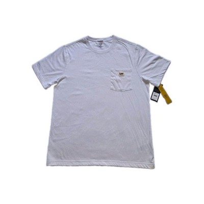 Lee Men s L White Solid Logo Pocket Crew Neck Short Sleeve T-Shirt