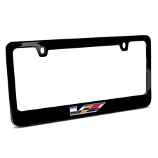 Pre-owned Cadillac V Logo Black Metal License Plate Frame For Cts-v Ats-v Pre-owned Cadillac V Logo Black Metal License Plate Frame For Cts-v Ats-v