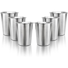 6 Pack Stainless Steel Kids Cups 8 oz Childrens Pint Stackable Metal Drinking
