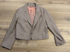 Cropped Wool Blazer Women  s Small Neutral Tailored Minimalist Jacke