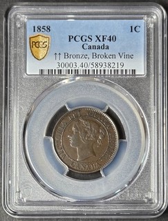 Canada 1858 Large Cent PCGS XF40