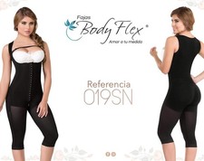 Fajas BodyFlex Colombianas, Faja Trasera Cubierta Completa; Busto Abierto Pierna Larga Ref 019S