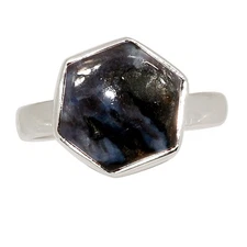 Natural Mystic Merlinite Crystal 925 Sterling Silver Ring Jewelry s.7 ALLR-32481