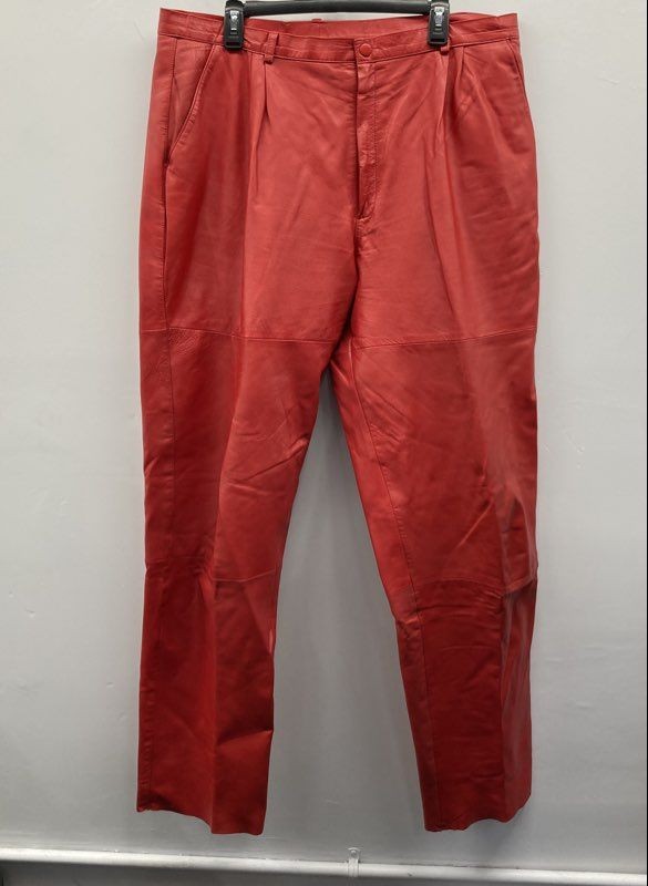 Vintage 1980s Excelled Genuine Leather Pants Red Pleated