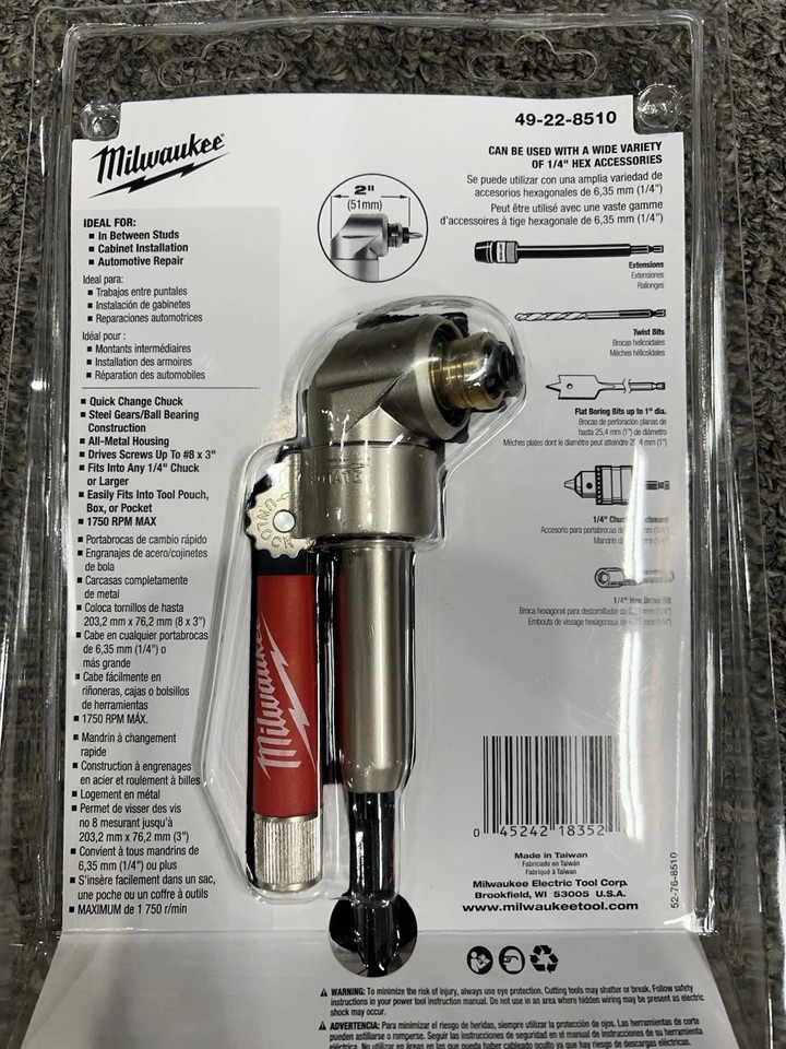 New MILWAUKEE 49-22-8510 COMPACT RIGHT ANGLE DRILL ATTACHMENT KIT | eBay