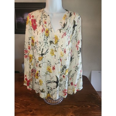 Old Navy Women's Floral Long Sleeve Blouse Top Pullover Shirt Size M Medium