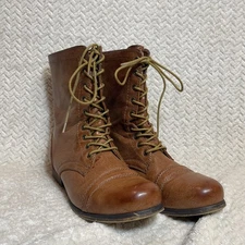 Madden Girl Gavinn Brown Lace Up Cottagecore Boots with Back Zip Size 11