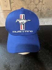 Ford Mustang Tri-Bar Emblem Baseball Hat Ball Cap Blue Embroidered