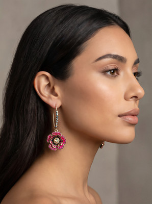 Betsey Johnson Rose Dangle Earring | Iridescent Stones | Delicate Mixed Stone