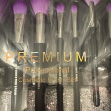 Premium 8pc Cosmetic Brush Set Fan Shape Purp...